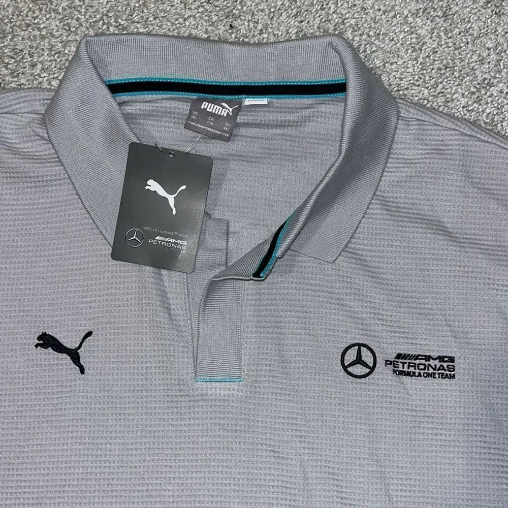 Mercedes Benz AMG Petronas by F1 Formula One Gray Polo Sweatshirt Oversize 3X/2X